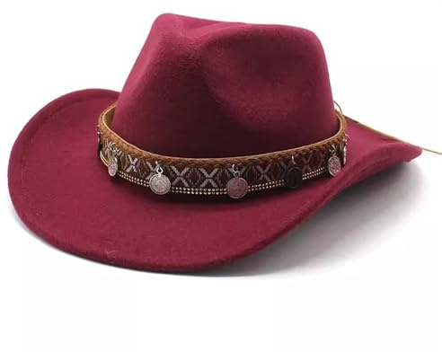 SLEDEZ Klassisk topp hatt för män Western Cowboy Melonhatt för män och kvinnor, filt jazzhatt (färg 8)