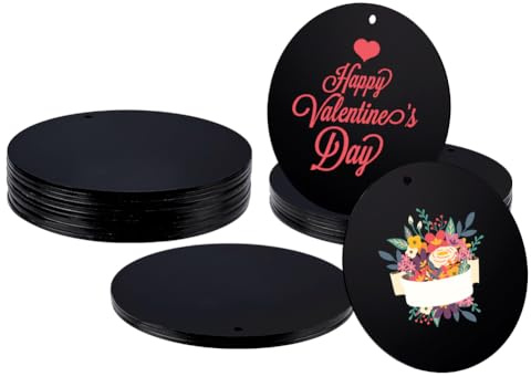NBEADS 24 Stk. Acryl Runde Rohlinge, 10cm Schwarze Acrylplatte Acrylscheibe Kreis mit Loch für Kunsthandwerk Zeichen Dekor Malerei DIY Display, 2 mm dick