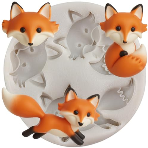 Sijiangmold 3D Tête de Renard Moules en Silicone Moule à Fondant pour Animaux de la Forêt Décoration de Gâteau Chocolat Cupcake Topper Bonbons Argile Polymère Pâte à Fleurs