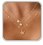 Kabwea Muschelkette Damen, 14 Karat vergoldete Muschelkette, Damen, Boho Style