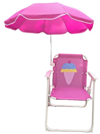Foldable Toddler Camping Chair - Kids Outdoor Armchair With Umbrella | Kids Beach Recliner With Sunshade | Umbrella Seat | Foldable Seat For Park Garden Trips Patio