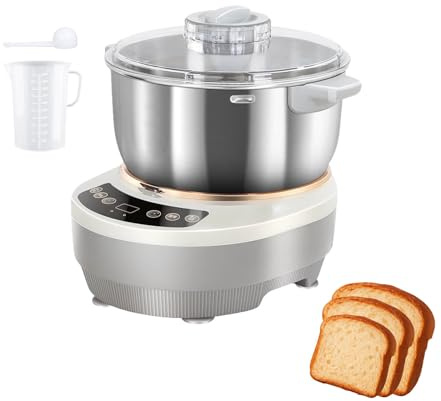 Electric Dough Mixer 5L with Kneading & Ferment Function, Stainless Steel Bread Maker with Timer, Auto Shutoff & Ingredient Hatch, Kitchen Appliance for Pizza, Noodles, Home Baking