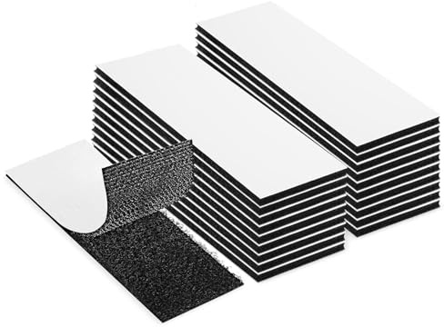 Anei NdIndustrie - Set di 20 strisce autoadesive extra forti double face, rettangolari adesivi, double face, nero, potenti, riutilizzabili (30MM x 10CM)