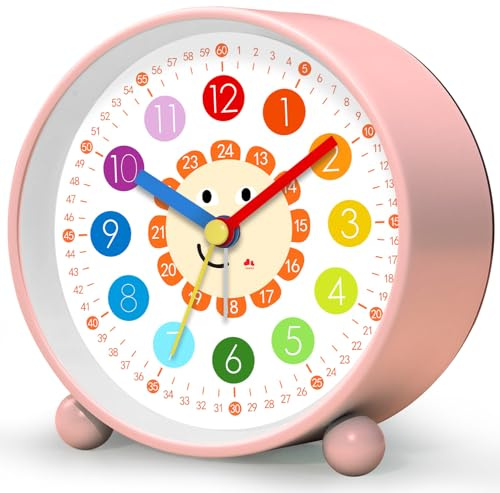 YsyYey Sveglia per bambini senza ticchettio, analogica per principianti, sveglia per bambini e ragazze, sveglia per bambini con luce notturna a batteria, analogica al quarzo