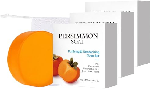 Persimmon Soap, Peelende Körpergeruchskontrolle, Für Sanft Reinigende Ganzkörper-Intimpflege, Duschseife Männer, Feuchtigkeitsspendende Feste Seife, Tiefenreinigung für Gesicht und Körper (3)
