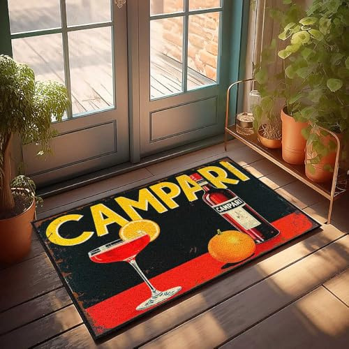 Tappeto primaverile per esterni Campari: l'arte di mescolare bevande con stile zerbino, decorazione per camera da letto, porta d'ingresso, per esterni, grande (50 x 80 cm)