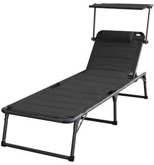 PRESTIGE HOME LIVING OUTDOOR XXL-Komfort-Sonnenliege inkl. Kissen gepolstert aus Aluminium, ca. 193 x 67 x 48 cm - Schwarz
