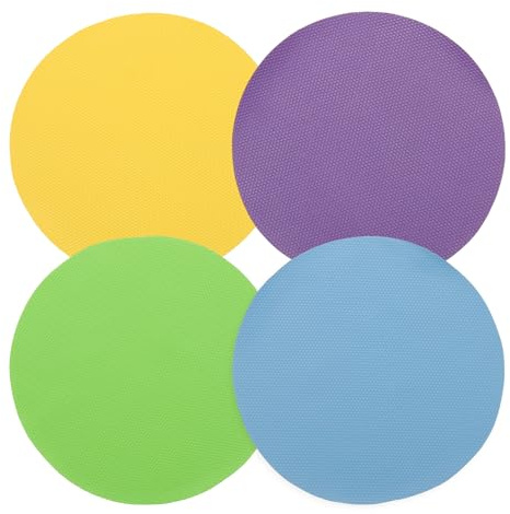 sourcing map 4 almohadillas de silicona para abrir tarros, 12,5 cm con textura para abrelatas multiusos y redondas, antideslizantes, para manos débiles, personas mayores, niños, azul/morado/amarillo
