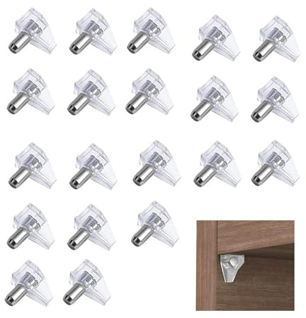 Homiladi 20pcs Shelf Support Pegs | Cabinet Shelf Pins | Shelf Support Studs Pegs | Strong Bookshelf Peg Pin Replacement for Kitchen, Cupboards, Furniture