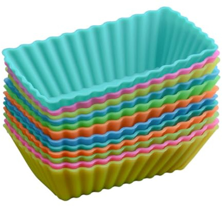 Alipis 24 piezas Moldes Silicona Rectangulares para Hornear Magdalenas Reutilizables Colores Surtidos Utensilios Repostería para Bizcochos y Cupcakes Color Aleatorio Color Aleatorio