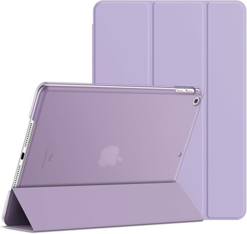 TXWLLIU Hülle für iPad 10,2 Zoll 9./8./7. Generation 2021/2020/2019, Dreifach Gefaltete Schutzhülle, Schlanke Durchscheinende Mattierte Rückseite Schutzhülle mit Auto Wake/Sleep, Lila