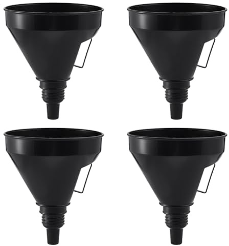 PH PandaHall 4pcs Entonnoir en Plastique Noir pour Huile Diamètre 14cm Entonnoir pour Essence Automobile Huiles de Voiture Vidange D'Huile Utilisation en Cuisine Remplissage de Bouteilles D'Eau Mise