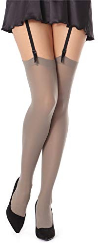 Bellivalini Calze per Reggicalze Microfibra Donna 40 DEN BLVFI1006 (Smoky, XS/S (Taglia Produttore: 1/2))