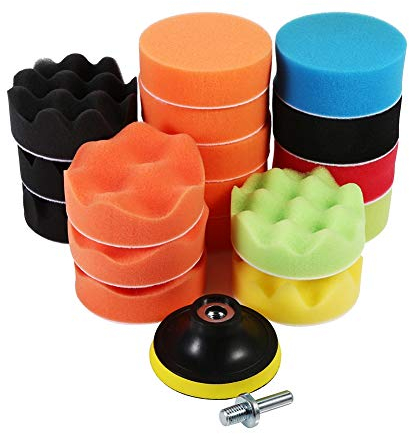Ejoyous Polierschwamm Auto, 19pcs Polierschwamm Set für Polierauflage Bohrmaschine Polierschwamm Auto Set für Polieraufsatz Akkuschrauber Poliermaschine
