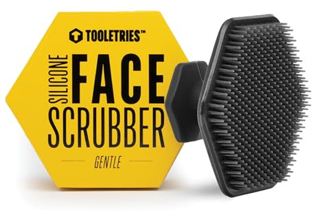 TOOLETRIES Men's Face Scrubber - Premium Silicone Facial Cleansing Brush, Gentle Exfoliator Pad & Soft-Touch Massager - Removes Dead & Dry Skin - Long Lasting Shower Accessories - Charcoal