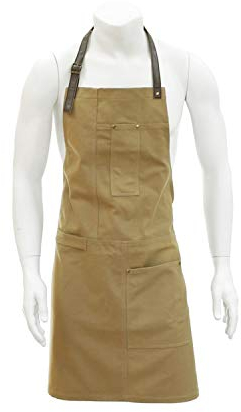 FUN FAN LINE - Küchenschürze aus 100% Baumwolle mit Taschen mit verstärkten Nähten und verstellbaren Hals- und Taillenriemen aus Leder.