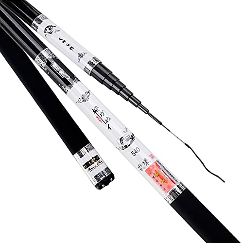 LUOSHUAI Stipprute 2 7M-9,0M. Karpfen Angelrute Kohlefaser-Angelrute tragbare Ultra-leichte Pole 28 tonale Teleskopstange mit Ersatzteilen Angelrute (Length : 9m with Accessory)