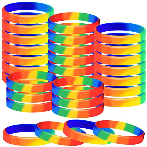 TUPARKA 40pcs Gay Pride Wristbands LGBT Lesbian Rainbow Wristbands Silicone Sports Rubber Bracelets