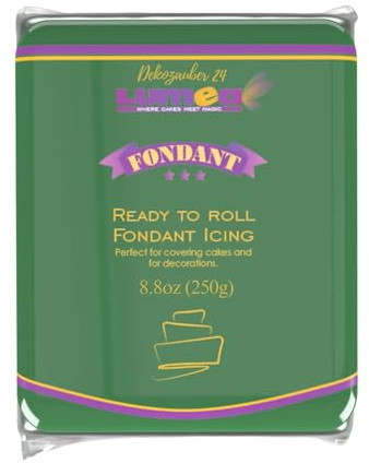 Dekozauber24 Premium Fondant, 250g, 19 Farben, Rollfondant ausgerollt, weich und biegsam, Torte Kuchen Tortendeko (Dunkelgrün)