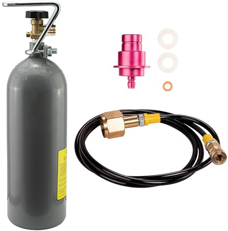 SPRUDELUX® | CO2 Adapter-Hochdruckschlauch für Sodastream DUO QUICK CONNECT QC | Für Anschluss an grössere CO2 Flaschen, Kohlensäureflasche | Wassersprudler CO2 Schlauch | (DUO + CO2 Flasche)