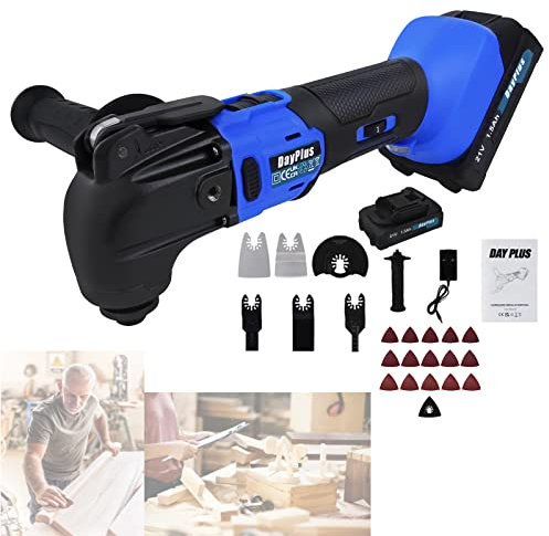 Cordless Oscillating Multi-Tool, 300W Detail Sander Precision Cutter Saw Grinder Scraper, 4°Oscillation Angle DIY Tools Cutter | 6 Variable Speeds - 23pcs Accessory Kit with Sanding Pads