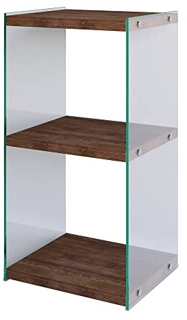 WELL HOME MOBILIARIO & DECORACIÓN Librería,100% Pine Solid Wood, Color Nogal