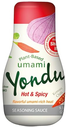 Yondu Hot & Spicy Vegetable Umami (275ml) - Auténtica Salsa Coreana para Todo Tipo de Platos. Condimento Premium a Base de Plantas, Ingredientes Naturales | Condimento vegetal picante para sopas, woks y salsas. Humami intenso, sin gluten ni OGM.