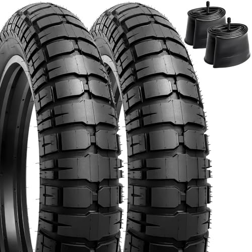YunSCM 2Pcs Faltbare 20 Zoll Fat E-Bike Tires 20X4.5 Mantel 114-406 und 2Pcs 20 Zoll Schlauch AV32mm Ventil kompatibel 20 x 4.50 All-Terrain-Fahrradreifen und schlauche