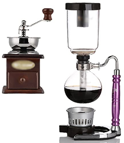 JITEM Kaffeemaschine Siphon Kaffeemaschine Manuelle Retro Vakuum Glas Siphon Topf Perkolatoren 3 Tassen Glas Tischplatte Siphon Kaffeemaschine für Kaffee oder Tee