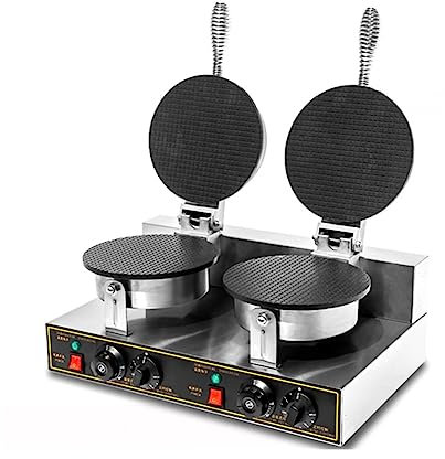 Macchina per Waffle Commerciale, Macchina per Coni di Waffle Elettrica a Doppia Testa Antiaderente, Panettiere in Acciaio Inossidabile, per Ristorante Domestico Negozio di Dolci Snack Bar