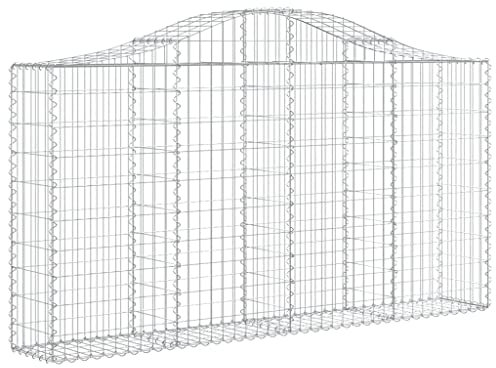 vidaXL Arched Gabion Baskets Set of 2 - Galvanised Iron Wire Stone Cages for Garden Decor and Sound Insulation, 200x30x100/120 cm, Silver
