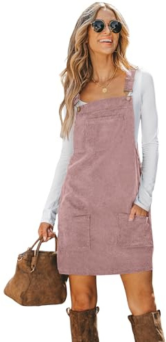 CUPSHE - Abito da donna con tasche, scollo quadrato, bretelle, in corduroy, abito a soffietto, abito casual, mini abito in corduroy, Viola chiaro, M