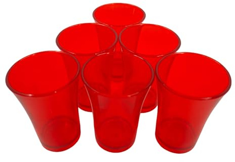 Chabrias Ltd Reusable Shot Glasses Red Pack of 6, 50ml, Plastic Reusable, Shot Glasses Set, Novelty 50ml Glasses, Multiple Colors UK Made Ideal for Parties and Events, Vodka, Gin