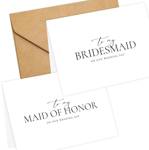 LADY&HOME To My Bridesmaid On My Wedding Day Card 6 pcs Bridesmaid Thank You Cards Wedding Day Bridesmaid Proposal (Black Foil,6 Pack)