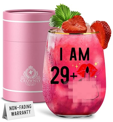 CROWNLY CRYSTAL® 30 Geburtstag Frauen Weingläser Ohne Stiel Personalisierte Geschenke Frauen Deko 30 Geburtstag Frau Jahrestag Geschenk Für Sie Geburtstagsgeschenk Für Freundin Lustige Geschenke