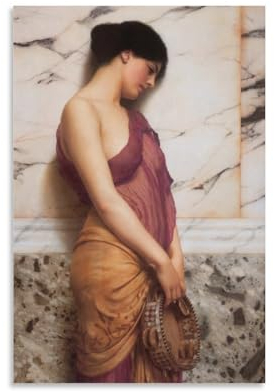 YOOSONG Poster, Motiv: Neoklassizist John William Godward Tamburin Girl, Fotokunst, Malerei, Leinwand, Poster, Zuhause, moderne Dekoration, Poster, 60 x 90 cm