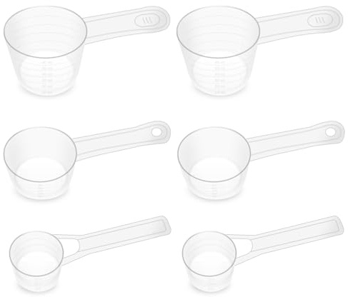 6 Stück Messlöffel Set,Dosierlöffel Transparent mit Skala 7.5g,15g,30g Plastik Dosierlöffel Löffel Kunststoff,Einsetzbar als Dosierhilfe für Waschmittel,Küche zum Backen (60ml 30ml 15ml)