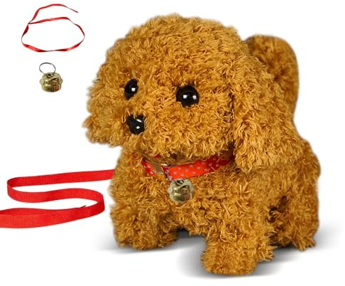 KUWUNG Elektronisch Plsch welpe, Hund Spielzeug mit Leine fr Kinder, Alter 2-8 Jahre