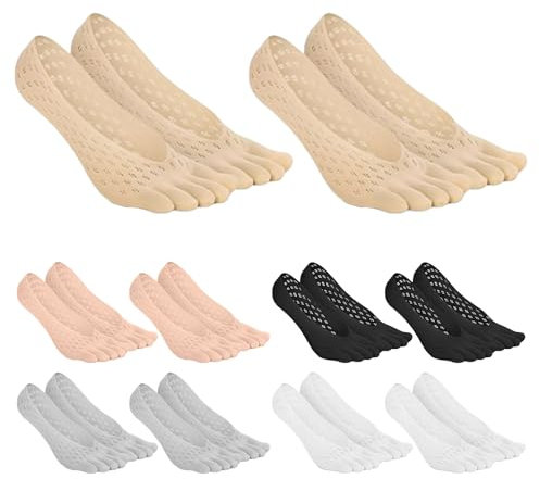 Shengxi Zehensocken 10 Paar Orthopädische Kompressionssocken Low-cut Socken mit Zehen Unsichtbare Zehengetrennte Socken mit Gellasche