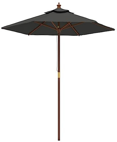 THOYTOUI Sonnenschirm, Angel schirmzelt Anglerschirm Angelzelte Fishing umbrella Geeignet für Garten Terrasse Balkon Veranda mit Holzmast Anthrazit 196x231 cm