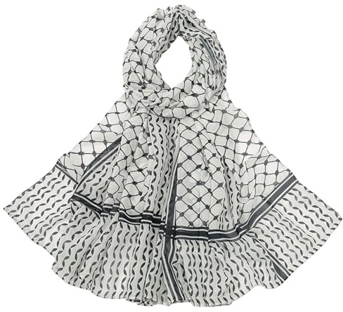 Generisch Palestina Palestina - Pañuelo de gasa, bufanda de gasa Desert, bufanda de cabeza y cuello, envoltura árabe transpirable para hombres y mujeres, Negro,