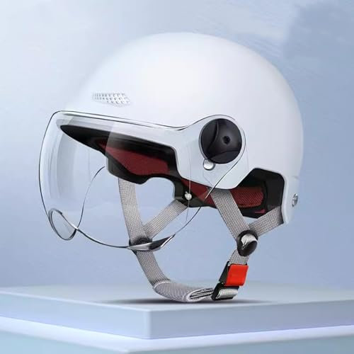 OZXDKJ Mit Visier Motorradhelm, Motorrad Halbhelme DOT/ECE-Zulassung, Offener Helme Herren Damen, Vintage Open Face Motorrad Helme, Motorrad Jethelme, Motorrad Helme Für Chopper Scooter,DD