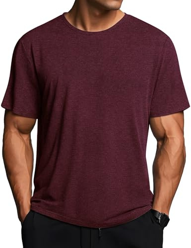 Weardear Sport T-tröjor herr snabbtorkande funktionell skjorta andas sportskjorta sommar löpartröja kortärmad fitness träningströja, Djuprått, XL