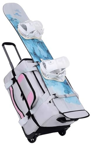 MegLob Professioneller Ski-Gepäck-Rucksack, Rolling-Reise-Rucksack Für Alle Skiausrüstung, Mobiler Ski Und Snowboard-Rucksack, Wasserresistenten Rucksack Für Skifahren,100l pink