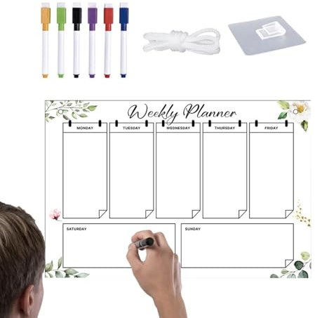 Acrylic Weekly Planning Board Planner Noteboard 6 Color Markers Included