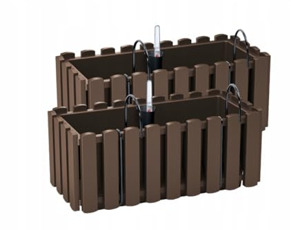 Stolmet Boardee Fencycase Balcony Planter Box with Advanced Watering System & Railing Holders - Rustic Design - Indoor & Outdoor Use - Available in White, Brown, Grey & Anthracite (Brown, 6L x2)