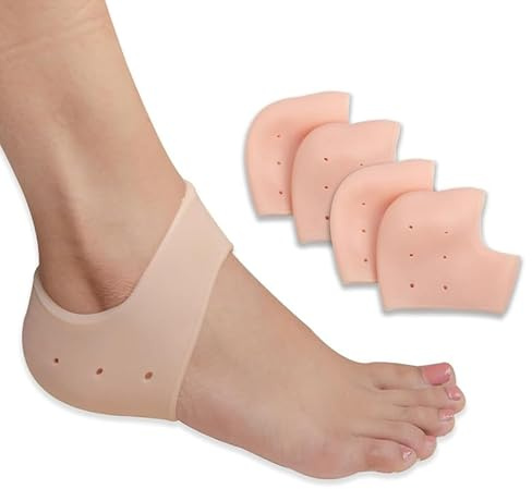Wonder Care 3 paia di cuscini per tallone in silicone, traspiranti contro lo sperone calcaneare, protezione per tallone per alleviare il dolore al tallone, calzini in gel per proteggere i talloni