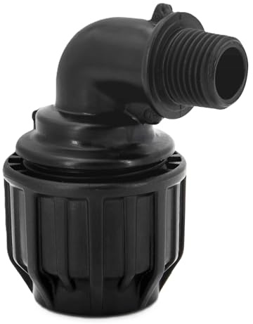 H2O-Flex® PP Fitting Bogen, 25mm x 1 Außengewinde, Klemmverbinder, DVGW | PP Fitting-Set mit Trinkwasserzulassung und allen Varianten, Bogen, T-Stück, Kugelhahn, Kupplung, Wandwinkel, Stopfen,PE-Rohr