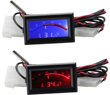 Gatuida 2 Stück Digitales Eingebautes Lcd Thermometer Elektronisches Küchenthermometer Mit Sonde Für Auto Kühlschrank Und Warmwasserbereiter