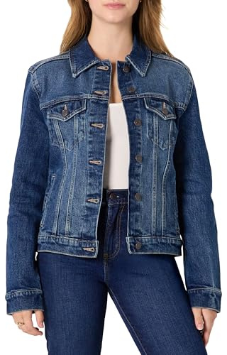 Amazon Essentials Veste de Camionneur en Denim avec Poches Femme, Gris Pierre Délavé Foncé, XXL